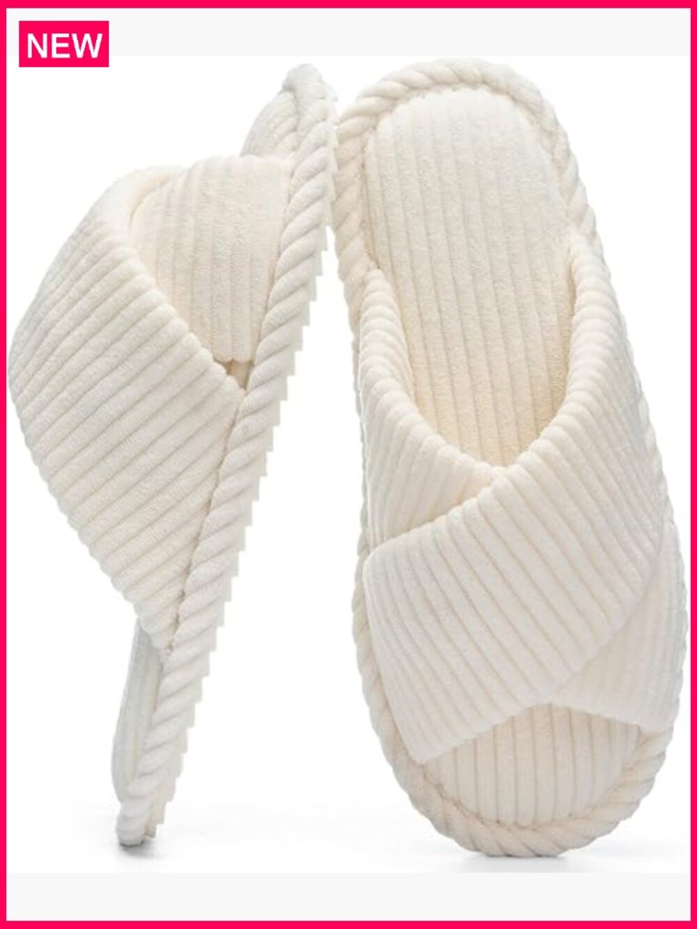 Memory Foam Crossband Slippers Open Toe Anti-Skid Slides Comfort House Shoes